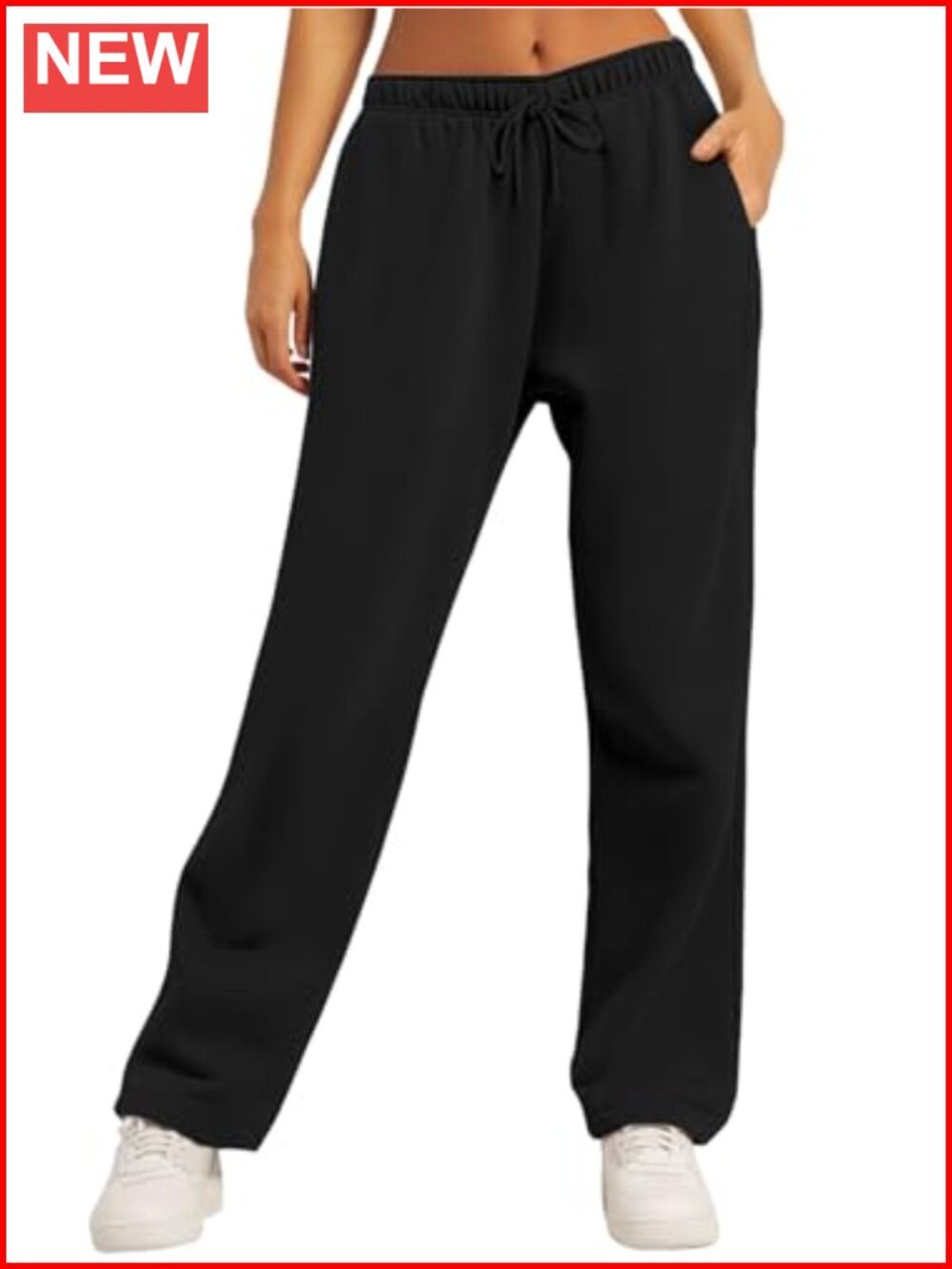 Fleece Lined Straight Leg Sweatpants High Rise Drawstring Lounge Pants